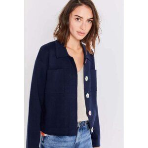 Lisa Todd Women's Jacket Sz M Blue Jack'd Up Cotton Pockets Long Sleeve Collared